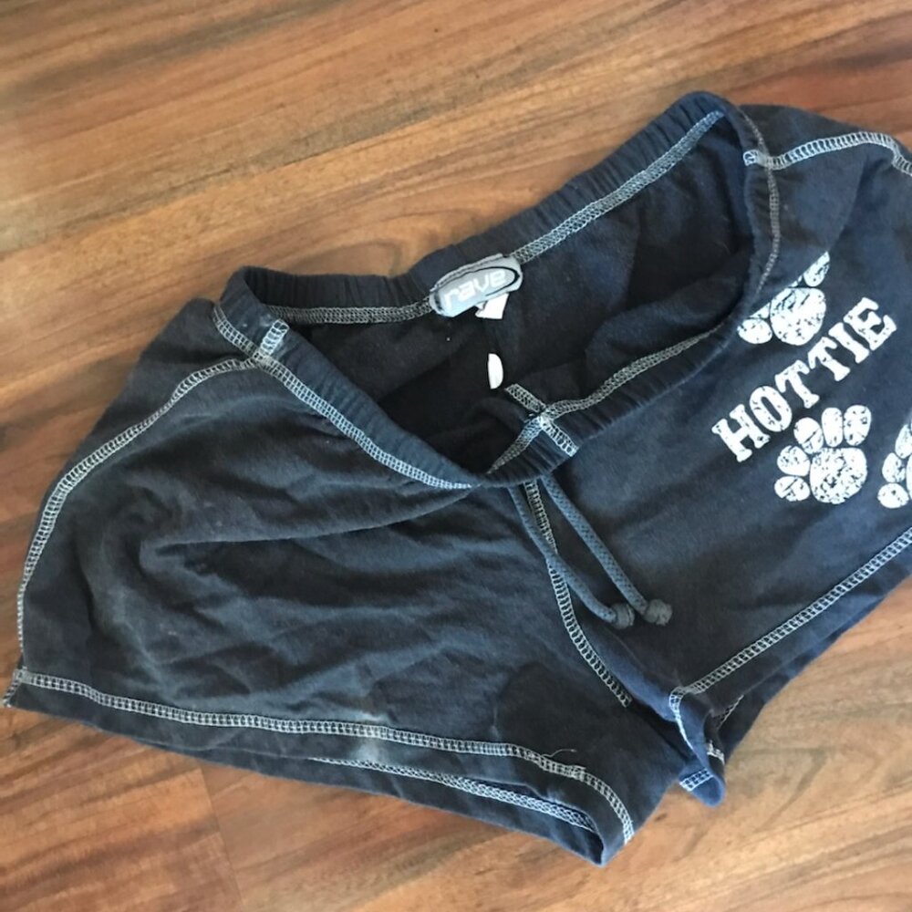 Dark Grey and White Print Shorts